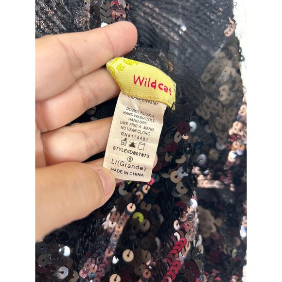 Full Sequin Mini Dress Black Silver Mesh Disco Sleeveless Sheer Unlined Bodycon - Picture 7 of 8